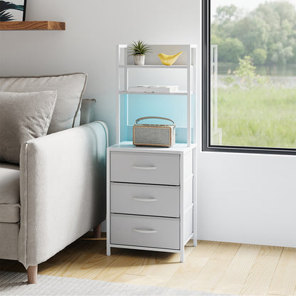 3-Drawer Nightstand with Charging Station & RGB Light Strip