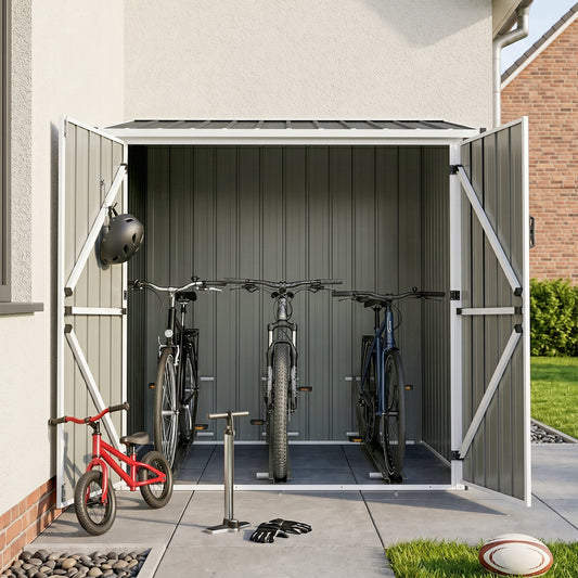 Outdoor Metal Storage Shed For 3 Bicycles