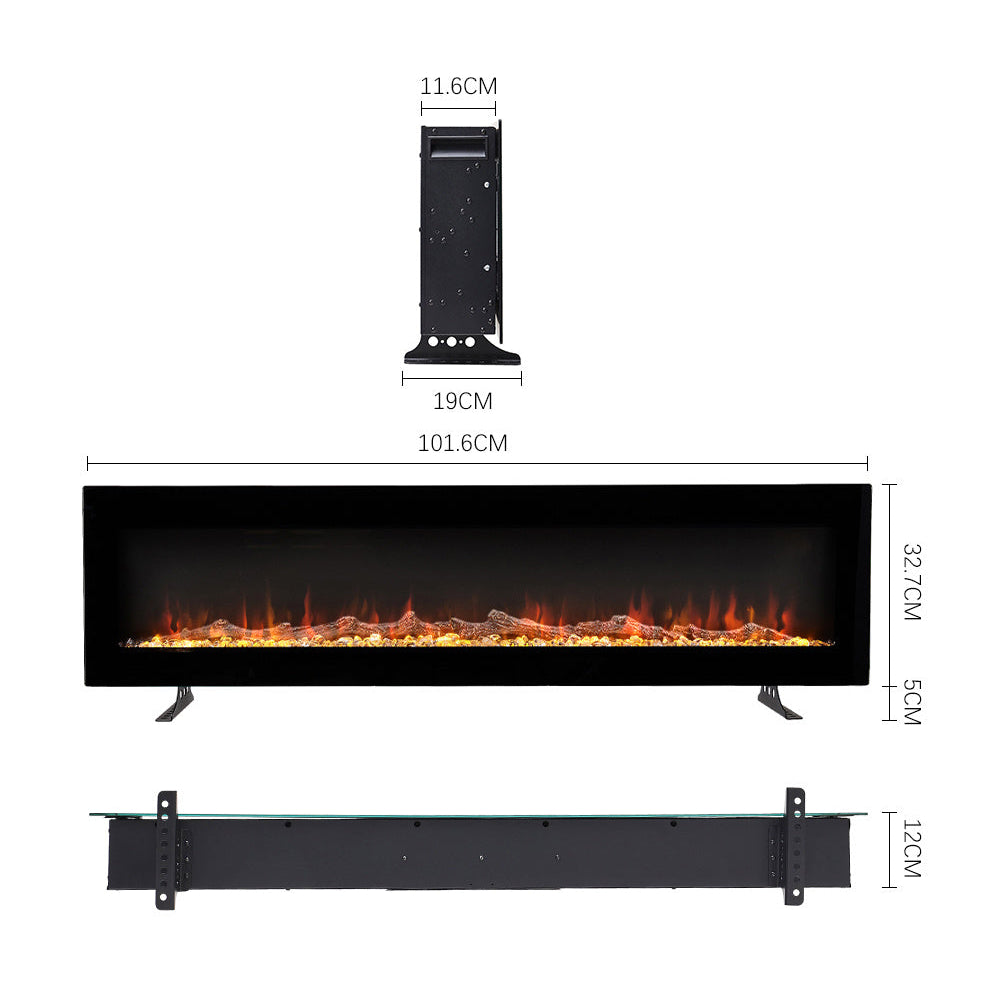 40 50 60 Inch Wall Mounted or Freestanding Electric Fire 12 Flame Colours