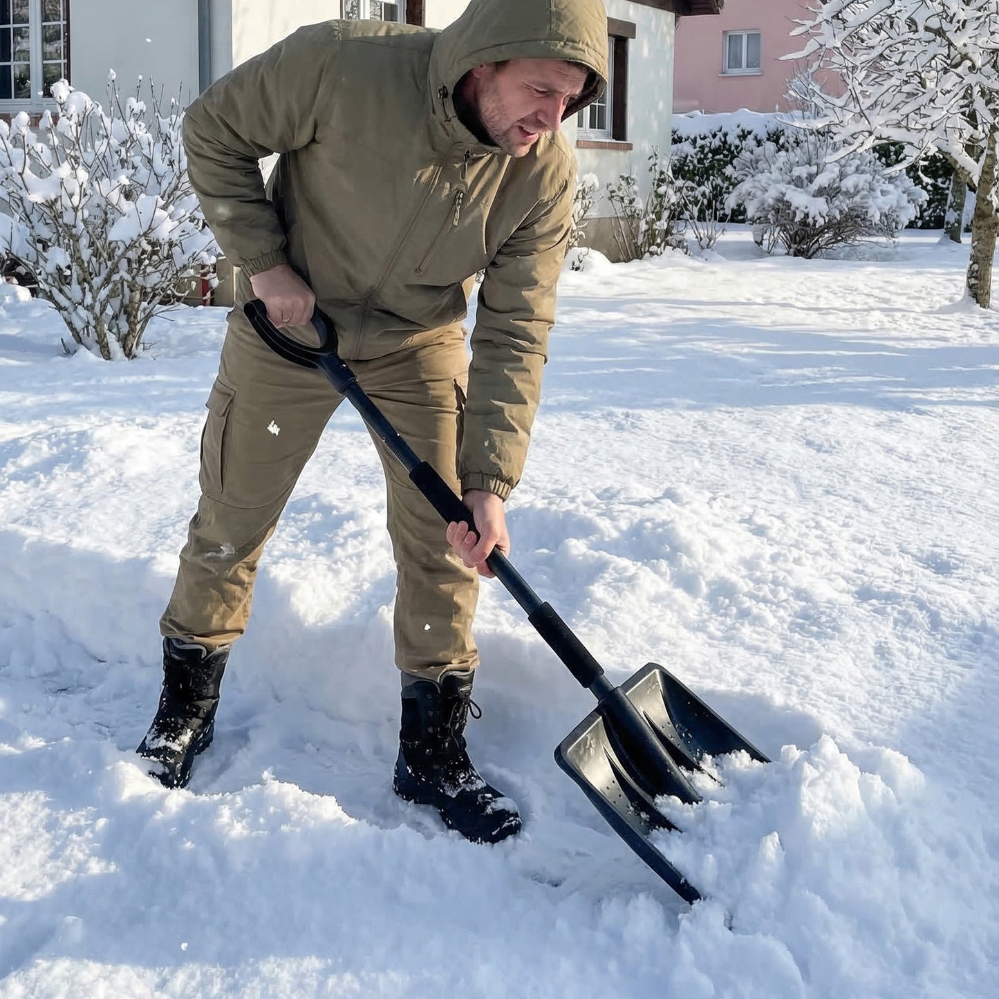Portable Snow Shovel with D-shape Handle