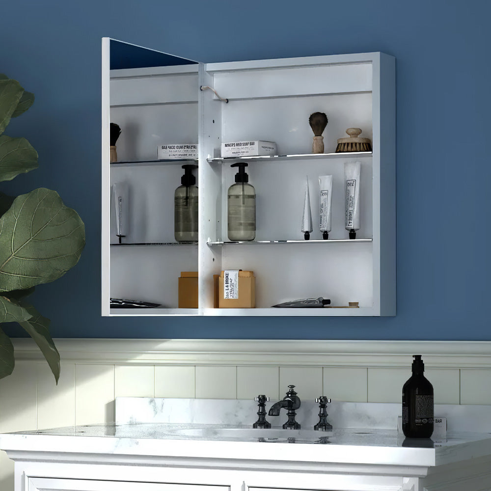 Rectangular Wall Mount Mirror Cabinet with LED Lighting