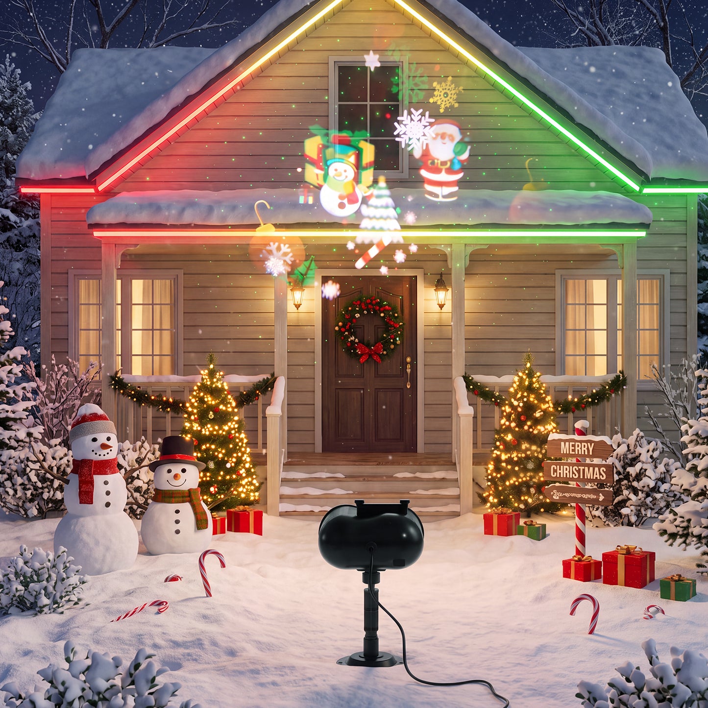 16W 10-LED Projector Light with Laser Star Effect & 10 Interchangeable Festive Slides