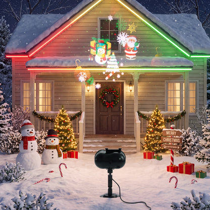 16W 10-LED Projector Light with Laser Star Effect & 10 Interchangeable Festive Slides