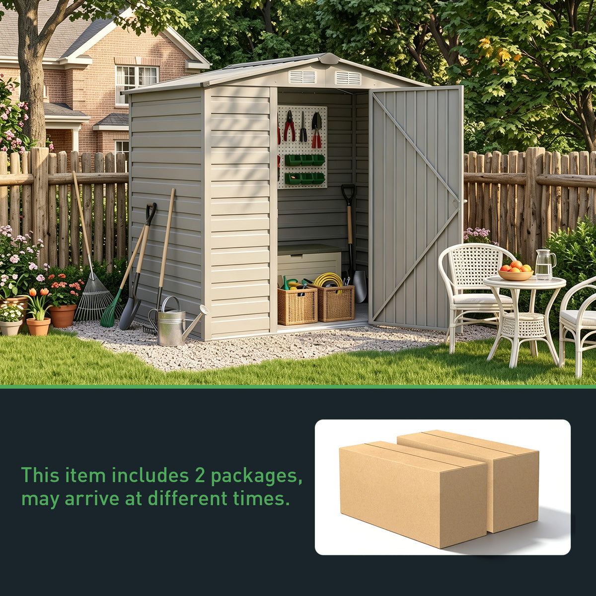 6 x 4 ft Metal Garden Storage Shed with Apex Roof & Padlockable Door
