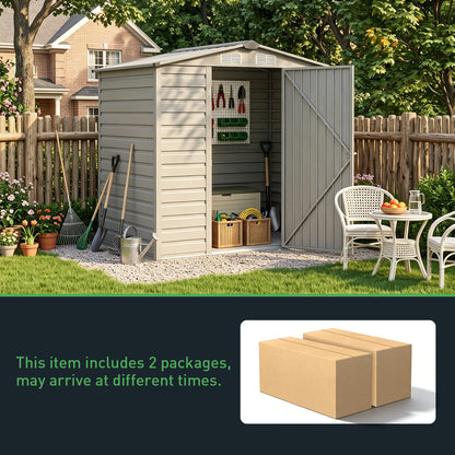 6 x 4 ft Metal Garden Storage Shed with Apex Roof & Padlockable Door