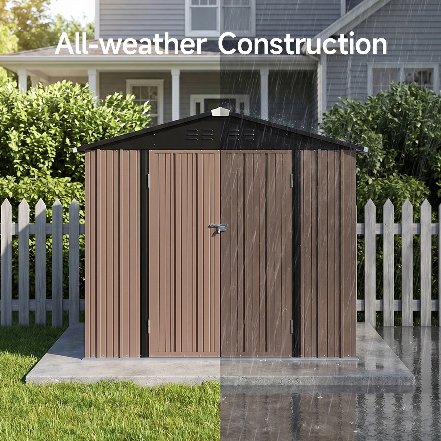 6x8FT Metal Garden Storage Shed with Lockable Door