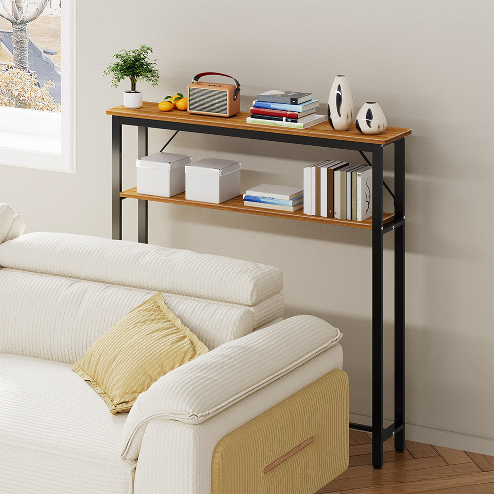 Slim Console Table Entryway 2-Tier Table with Adjustable Feet