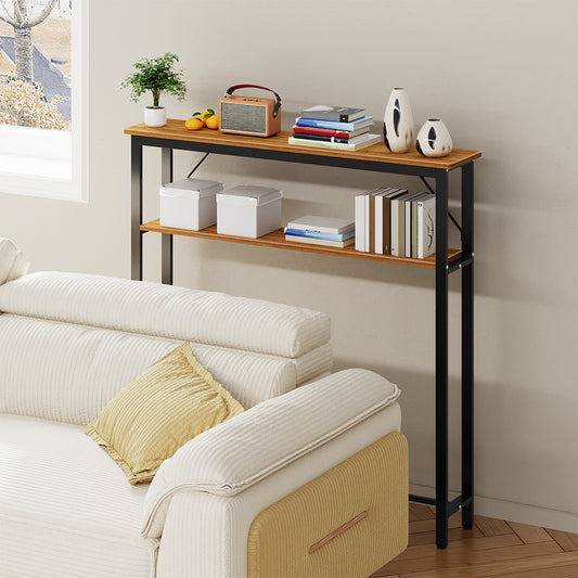 Slim Console Table Entryway 2-Tier Table with Adjustable Feet