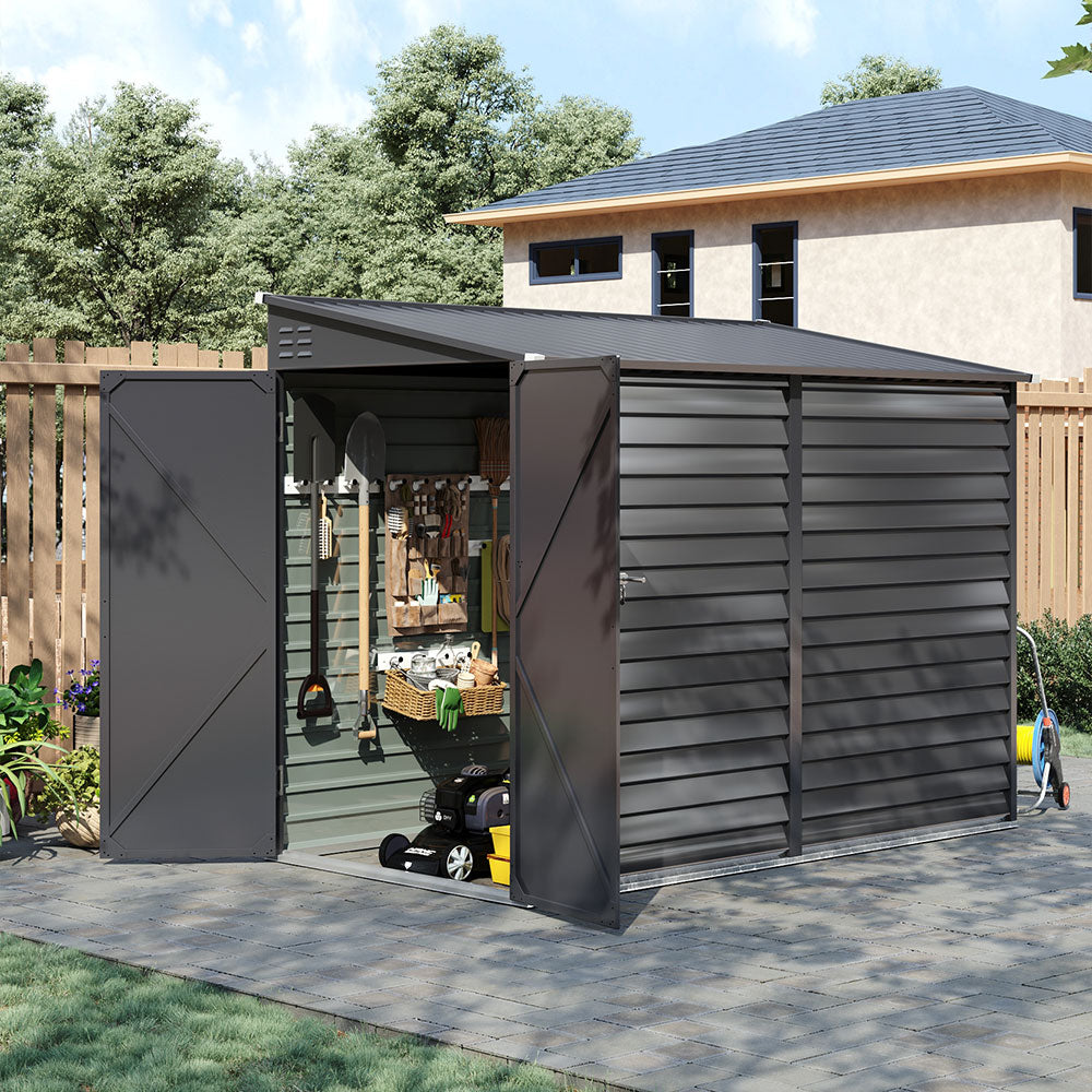 4.6x9FT Wide Outdoor Lockable Steel Storage Shed