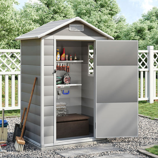 Plastic Garden Storage Shed with Apex Roof & Lockable Door