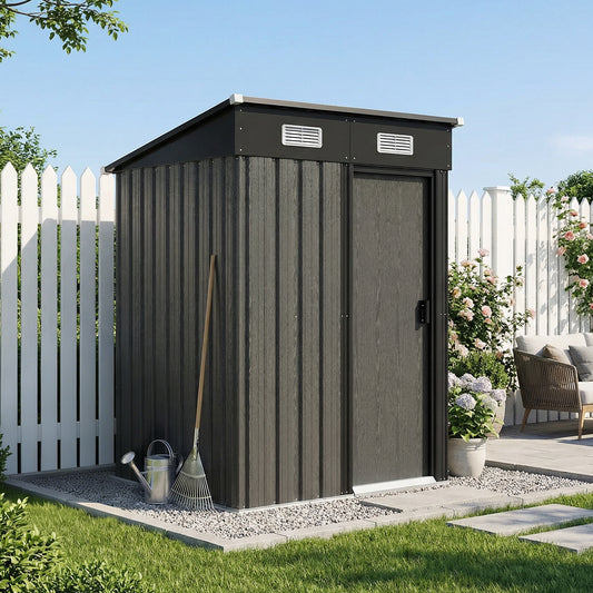 4 x 4 ft Metal Garden Storage Shed with Pent Roof