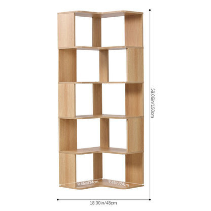 5-Tier Wooden L-shaped Corner Storage Shelf