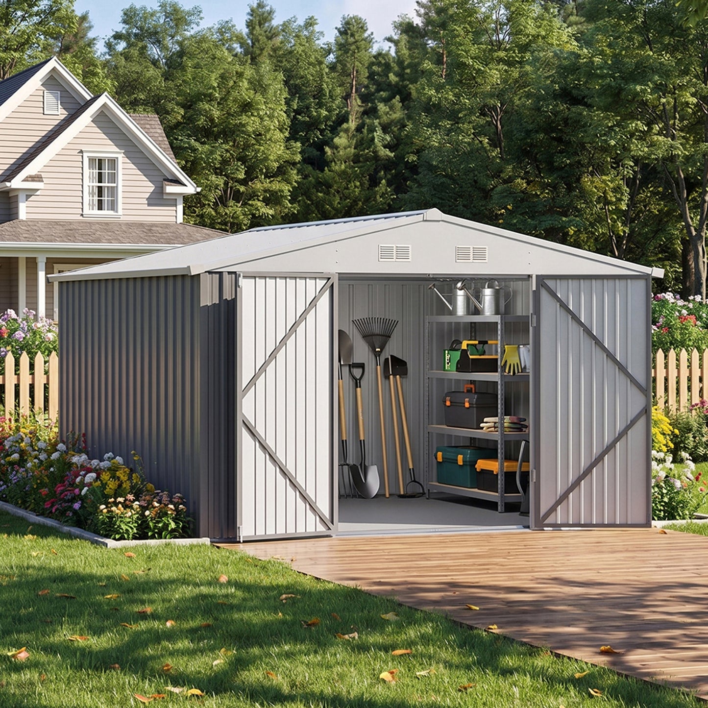 317.6cm Wide Outdoor Metal Storage Shed