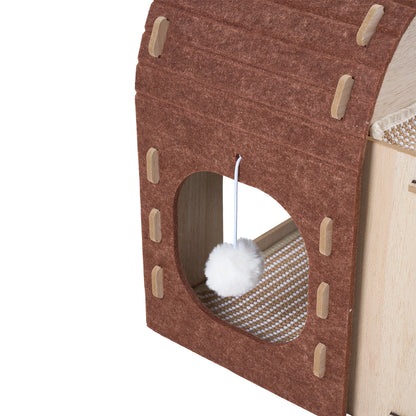 2-Tier Multifunctional Cat House Cave Pet Bed