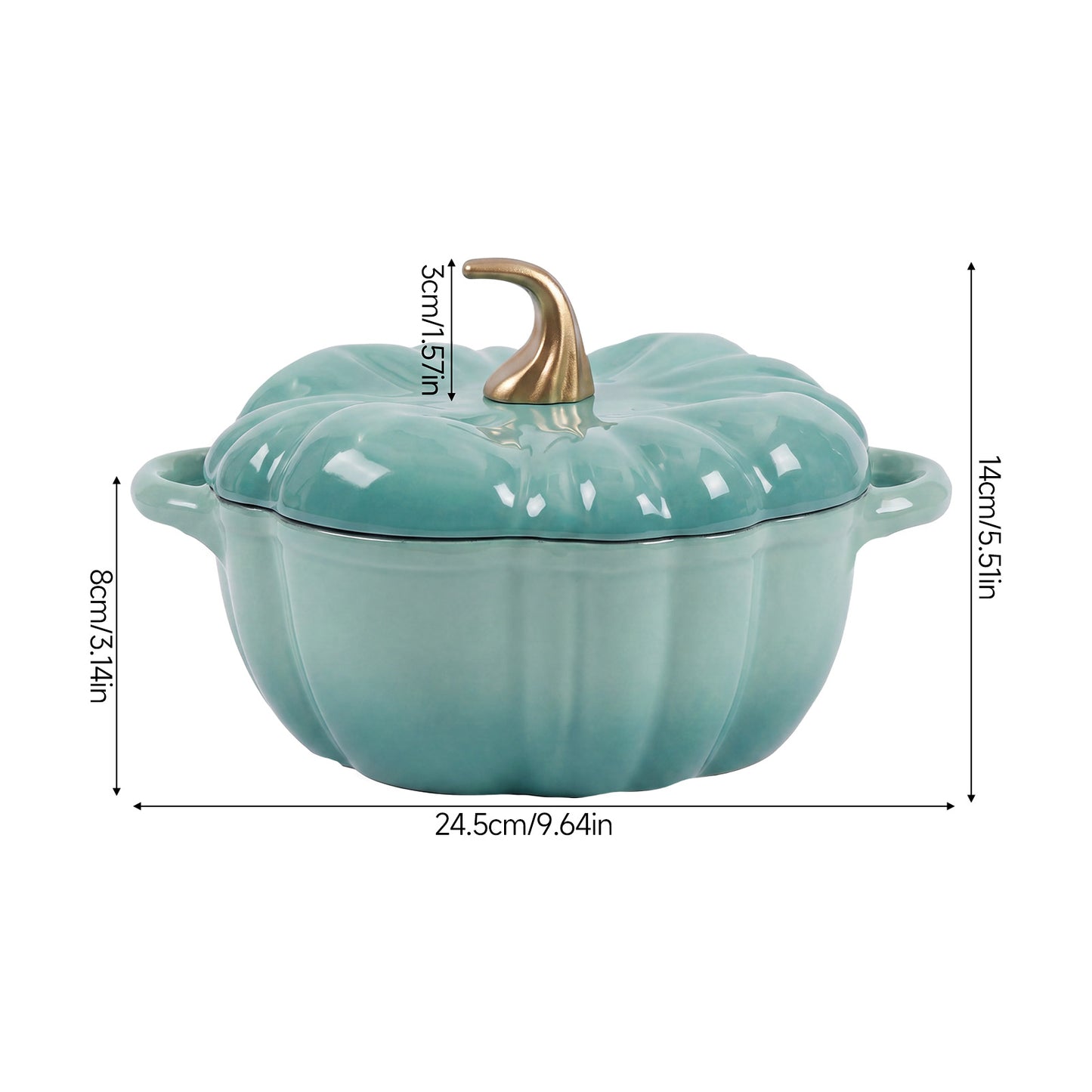 Enamelled Cast Iron Pumpkin Dutch Oven with Lid and Handles