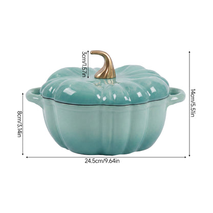 Enamelled Cast Iron Pumpkin Dutch Oven with Lid and Handles
