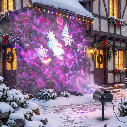 16W 10-LED Projector Light with Laser Star Effect & 10 Interchangeable Festive Slides