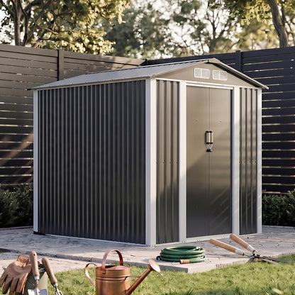 Metal Garden Storage Shed with Apex Roof & Lockable Door