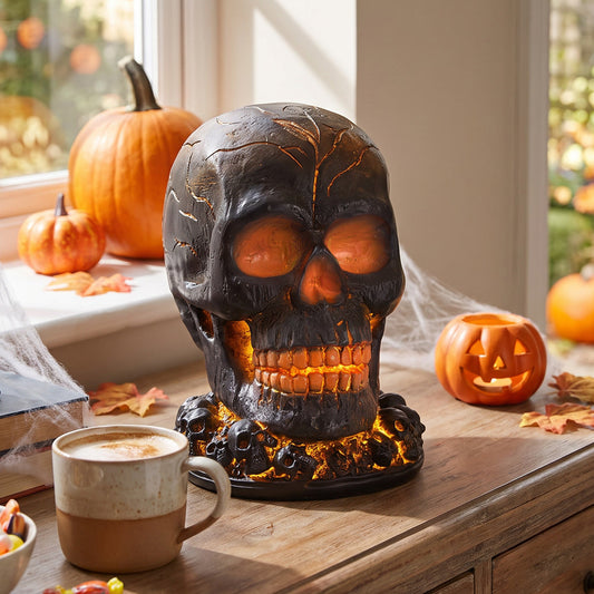 Battery-Operated Halloween Lava Skull Flame Light