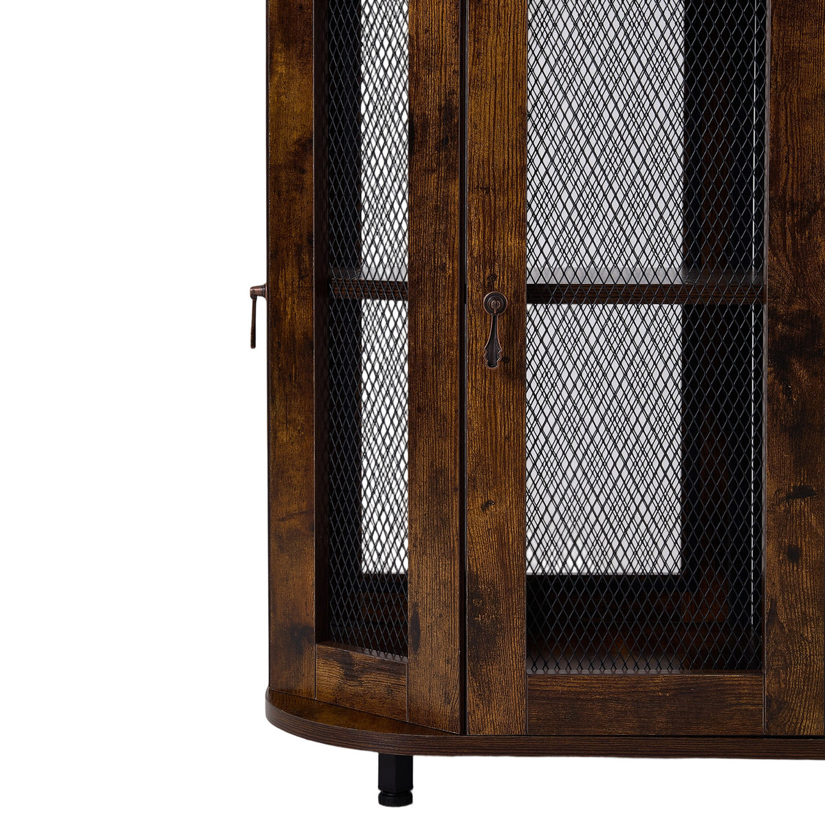5-Tier Corner Bar Cabinet with Built-in Power Outlet and LED Lights