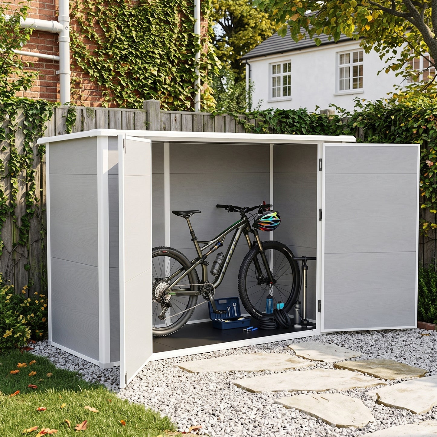 7X4 FT Outdoor Bicycle Storage Shed