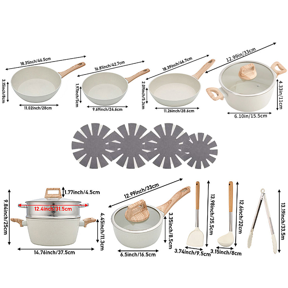 17Pcs Nonstick Cookware Set