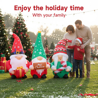 Christmas Inflatable Gnome Trio with LED Lights