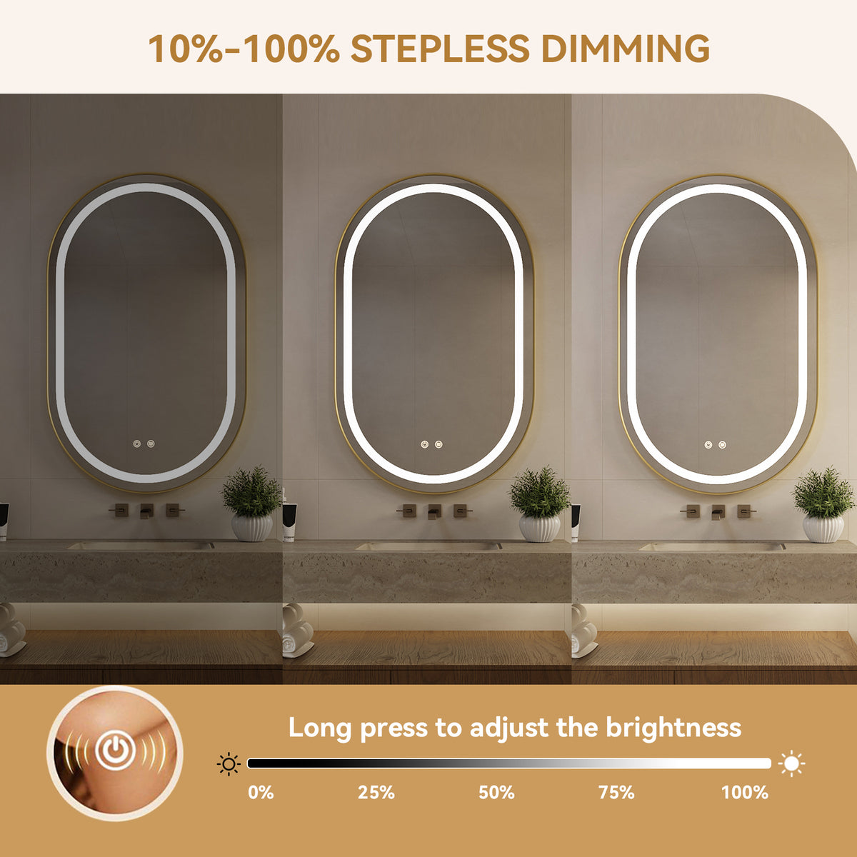 Wall Mounted Oval LED Bathroom Mirror
