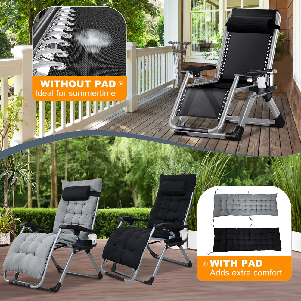 Zero Gravity Foldable Lounge Chair with Headrest & Cup Holder