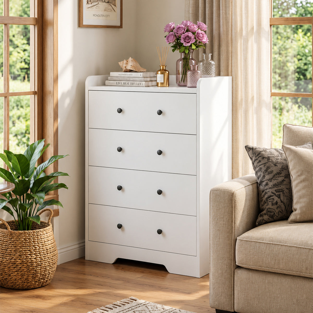 4-Drawer Particle Board Storage Cabinet Chest of Drawers