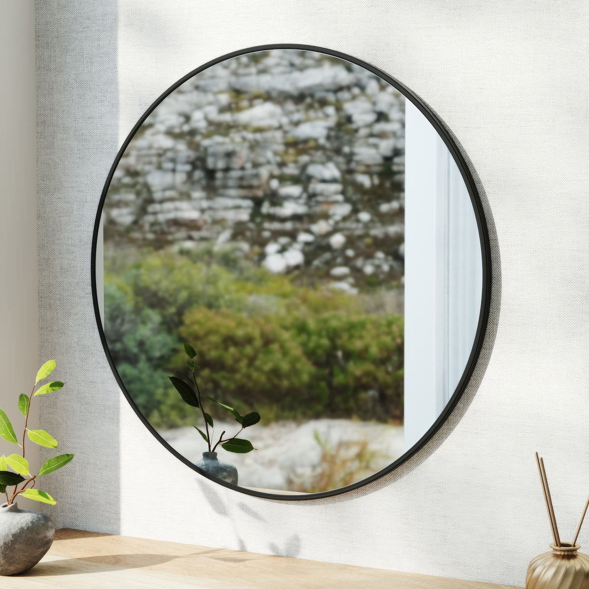 Nordic Round Bathroom Framed Mirror Wall Hanging