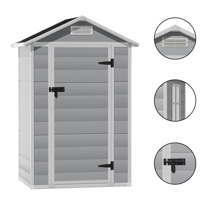 4 x 3 ft Plastic Garden Storage Shed with Apex Roof & Lockable Door