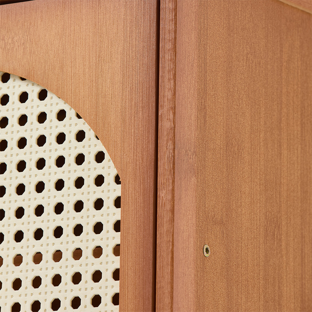 111CM H Modern Shoe Storage Cabinet with Rattan-Effect Doors
