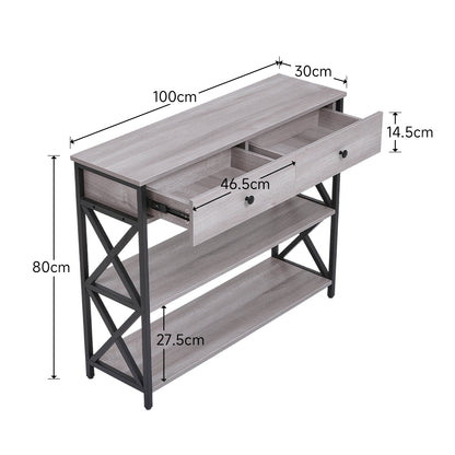 Narrow Wooden Console Table with Drawers