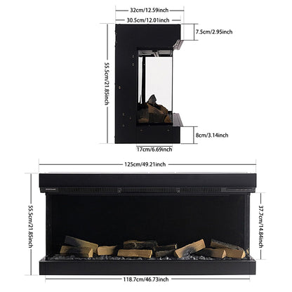 50 inch 3-Sided Smart Electric Fireplace