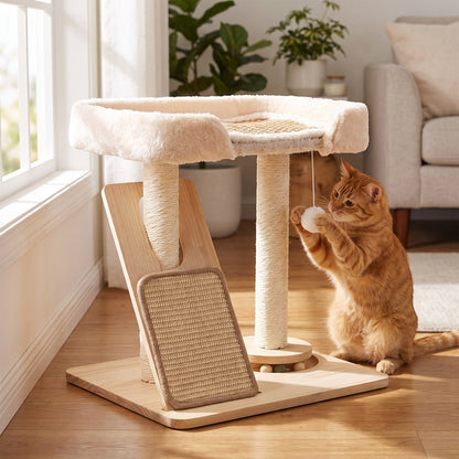 Cat Tree with Scratching Posts and Toy
