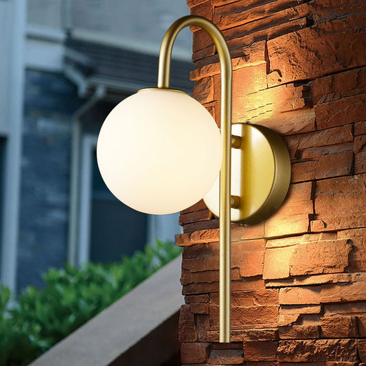 Golden Wall Light with Frosted Glass Shade