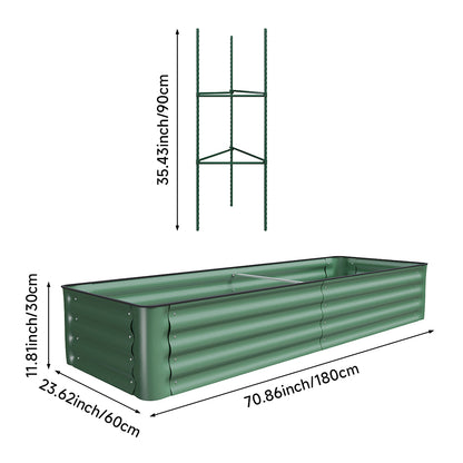 Green Galvanized Steel Raised Garden Bed