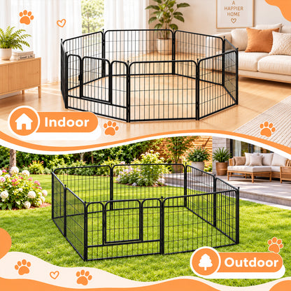 8-Panel Metal Pet Playpen with Gate