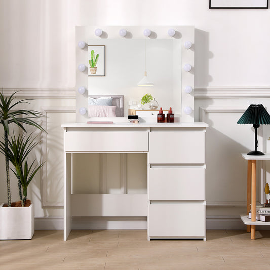 Hollywood Dressing Table with Large Lighted Mirror