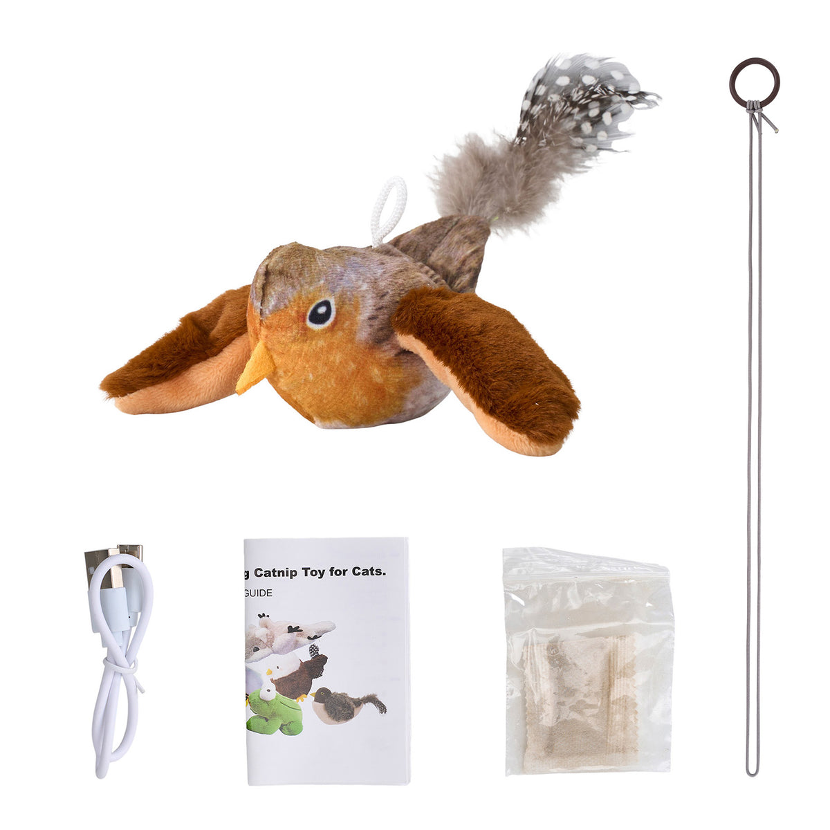 Interactive Chirping & Flapping Bird Cat Toy with Catnip