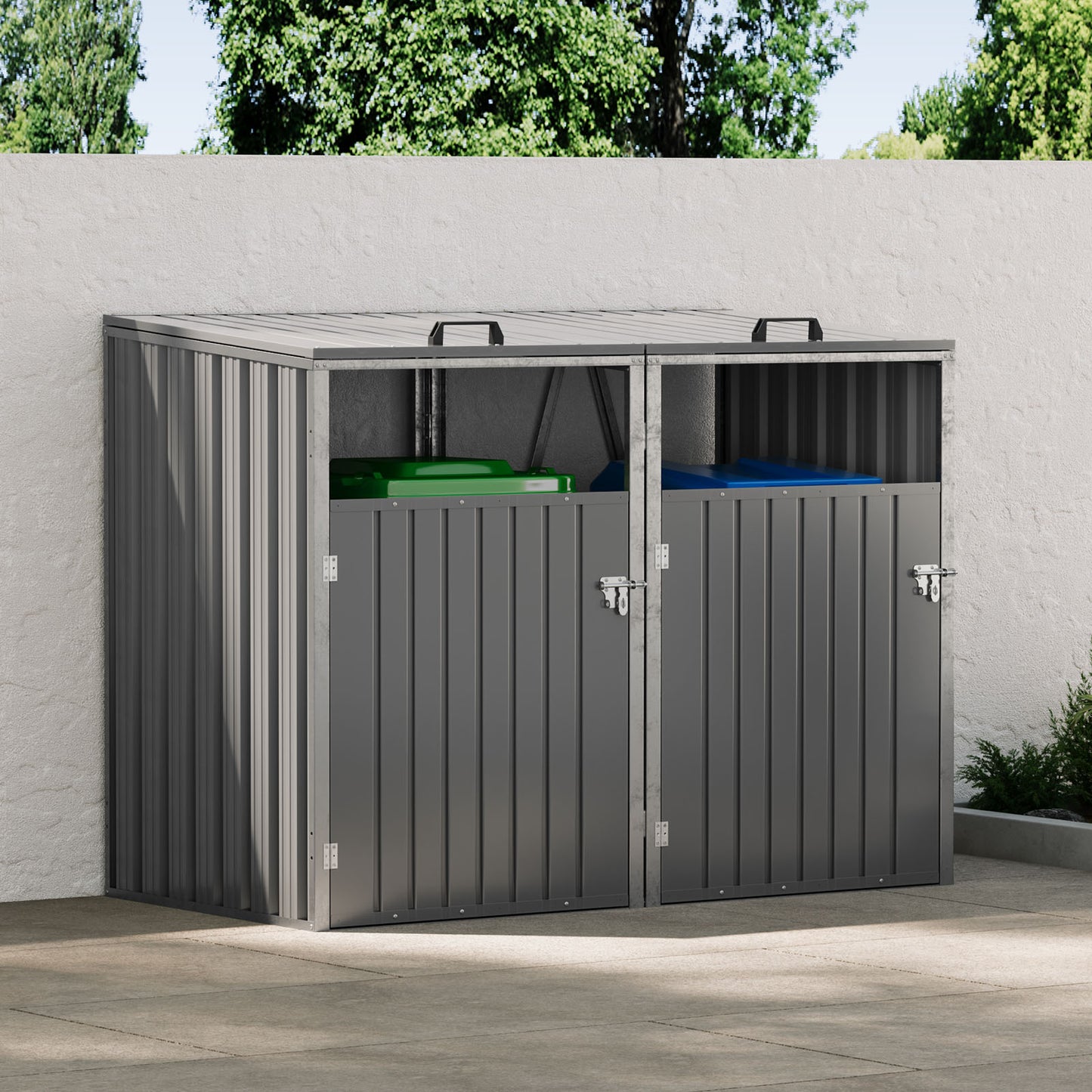 5x4 FT Metal Double Bin Storage Shed