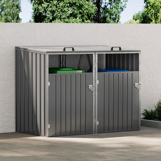 5x4 FT Metal Double Bin Storage Shed