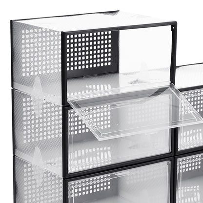 Set of 12 Clear Plastic Stackable Shoe Storage Box