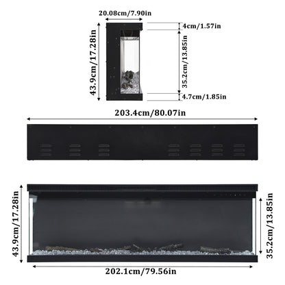 Recessed and Freestanding Electric Fireplace with Remote Control