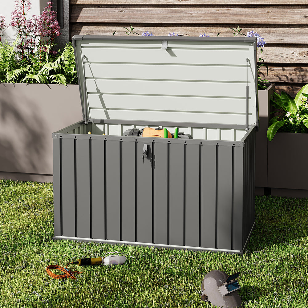 400L Metal Outdoor Storage Box with Lockable Lid