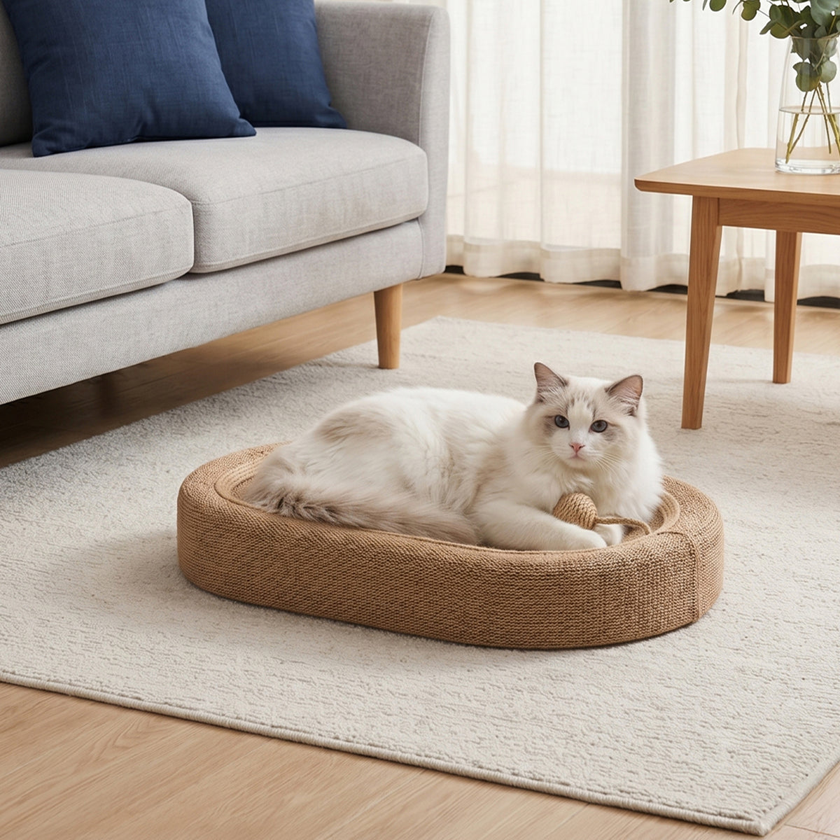 2-in-1 Oval Cat Scratcher & Bed