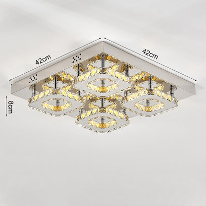 Select Dimmable Option Square Large-size Glamourous Crystal LED Ceiling Light