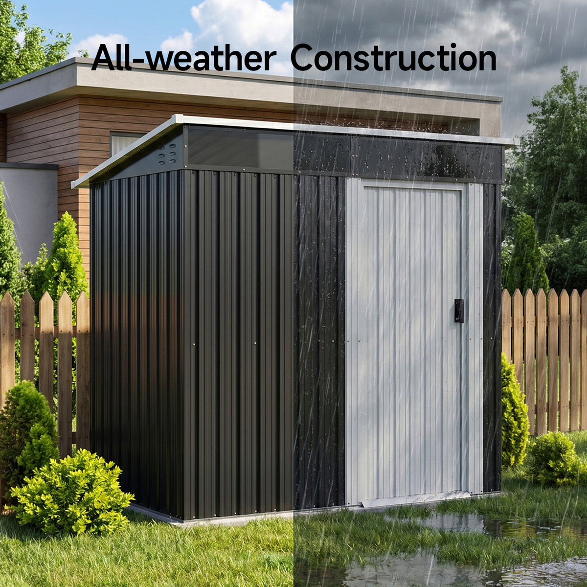 6 x 4 ft Metal Garden Storage Shed with Pent Roof & Single Door
