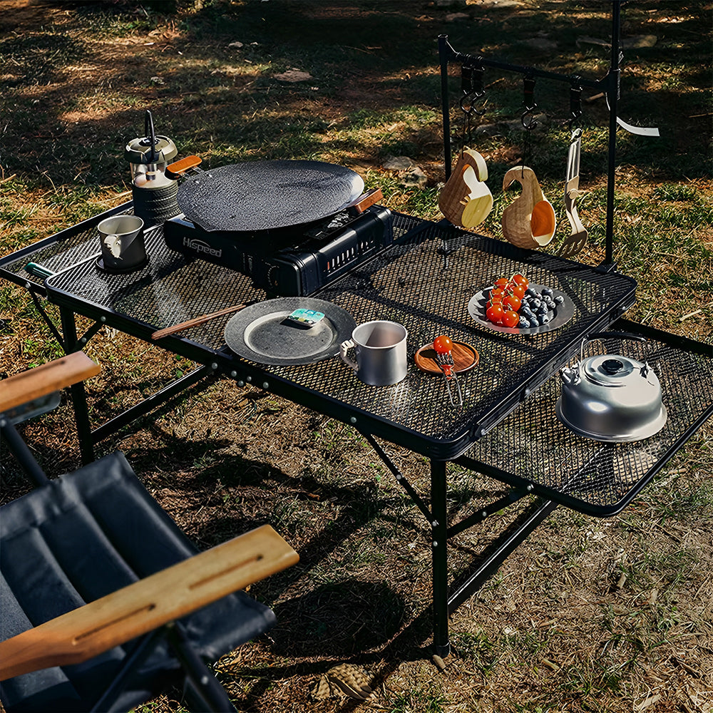 Outdoor Portable Height-Adjustable Folding Camping Table